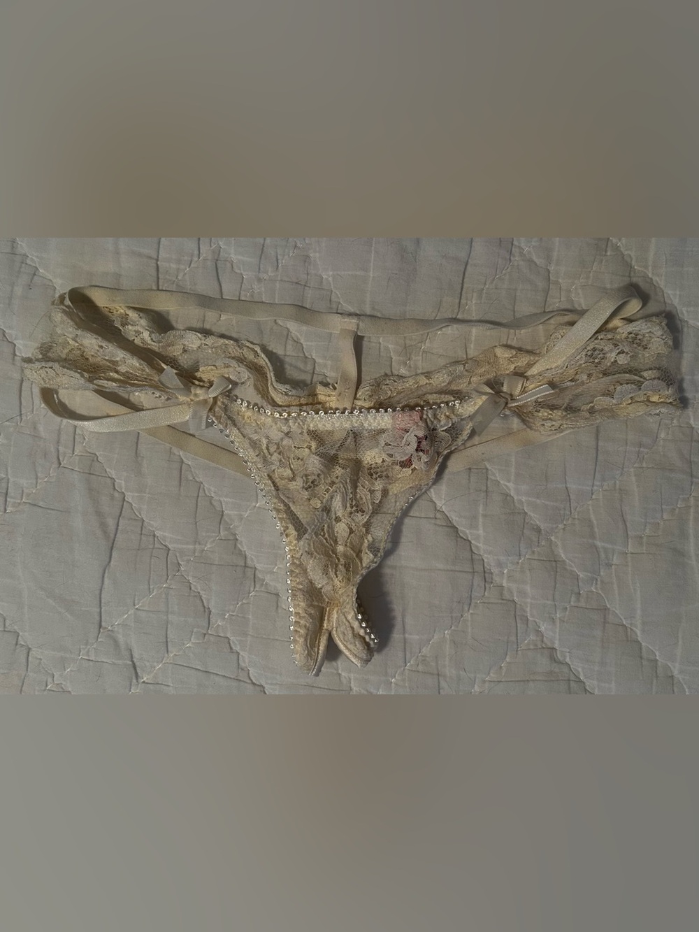 Agent Provocateur Cream Lace Thong